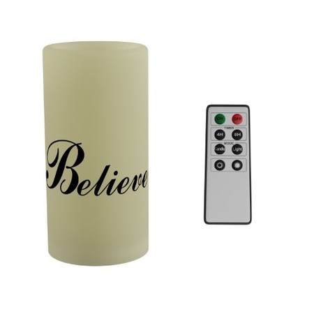 Hastings Home LED Candle with Remote Control, Vanilla Scented Wax, Flickering or Steady Flameless Pillar Light 690600VOZ